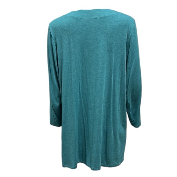 J Jill Wearever Collection V Neck Tunic Top Turquoise 3 Quarter Sleeve Womens L - Picture 5 of 11